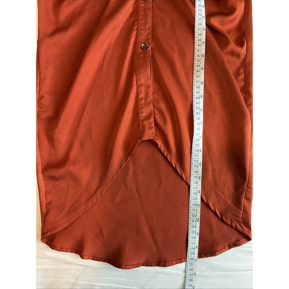 Big Hit Fashion Tie Front Midi Cocoon  Orange Copper Dress Size M - Picture 10 of 14